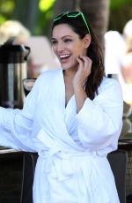 KELLY BROOK in Black Bikini and White Robe At New Look Swimwear Photoshoot