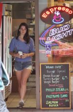 LANA DEL REY in Jeans Shorts Out for a Coffee at Bruno Cafe in Los Angeles