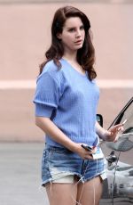 LANA DEL REY in Jeans Shorts Out for a Coffee at Bruno Cafe in Los Angeles