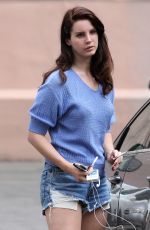 LANA DEL REY in Jeans Shorts Out for a Coffee at Bruno Cafe in Los Angeles