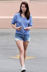 LANA DEL REY in Jeans Shorts Out for a Coffee at Bruno Cafe in Los Angeles