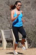 LEA MICHELE Jogging at the Runyon Canyon Park