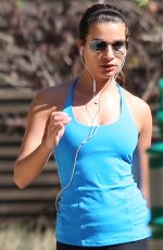 LEA MICHELE Jogging at the Runyon Canyon Park