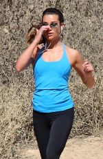 LEA MICHELE Jogging at the Runyon Canyon Park