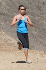 LEA MICHELE Jogging at the Runyon Canyon Park