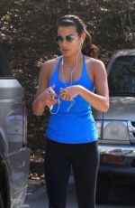 LEA MICHELE Jogging at the Runyon Canyon Park