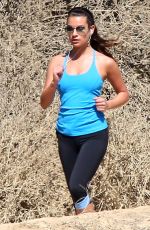 LEA MICHELE Jogging at the Runyon Canyon Park