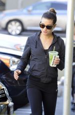 LEA MICHELE Leaves Earth Bar in West Hollywood