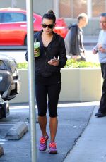 LEA MICHELE Leaves Earth Bar in West Hollywood