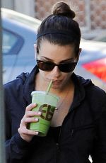 LEA MICHELE Leaves Earth Bar in West Hollywood