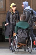 LEA MICHELE on the Set of Glee