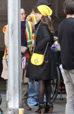 LEA MICHELE on the Set of Glee
