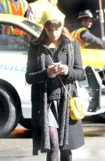 LEA MICHELE on the Set of Glee