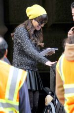 LEA MICHELE on the Set of Glee