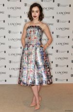 LILY COLLINS at Lancome Pre-Bafta Party in London