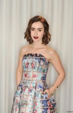 LILY COLLINS at Lancome Pre-Bafta Party in London