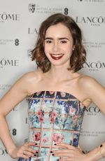 LILY COLLINS at Lancome Pre-Bafta Party in London