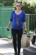 OLIVIA WILDE Takes Her Dog for a Walk in Los Angeles