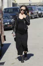 Pregnant OLIVIA WILDE in Black Dress Out and About in Los Angeles