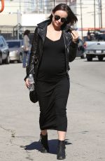 Pregnant OLIVIA WILDE in Black Dress Out and About in Los Angeles