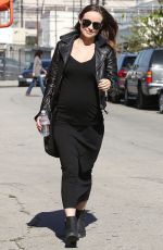 Pregnant OLIVIA WILDE in Black Dress Out and About in Los Angeles
