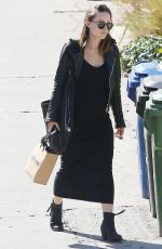 Pregnant OLIVIA WILDE in Black Dress Out and About in Los Angeles