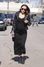 Pregnant OLIVIA WILDE in Black Dress Out and About in Los Angeles
