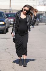 Pregnant OLIVIA WILDE in Black Dress Out and About in Los Angeles