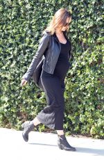 Pregnant OLIVIA WILDE in Black Dress Out and About in Los Angeles