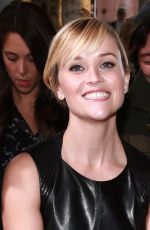 REESE WITHERSPOON in Leather Dress at Mercedes Benz Fashion Week in New York