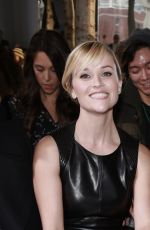 REESE WITHERSPOON in Leather Dress at Mercedes Benz Fashion Week in New York