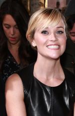 REESE WITHERSPOON in Leather Dress at Mercedes Benz Fashion Week in New York