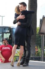 RENEE BARGH on the Set of Extra in Los Angeles