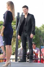 RENEE BARGH on the Set of Extra in Los Angeles