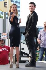RENEE BARGH on the Set of Extra in Los Angeles