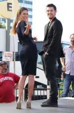 RENEE BARGH on the Set of Extra in Los Angeles