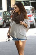 SELENA GOMEZ in Jeans Shorts Arrives at Little Cafe in Los Angeles