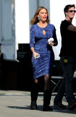 SOFIA VERGARA on the Set of Modern Family in Los Angeles