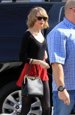TAYLOR SWIFY in Red Skirt Leaves a Dance Class in Los Angeles