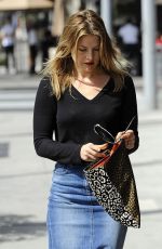 ALI LARTER in Jeans Skirt Out in Beverly Hills