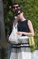 ANNE HATHAWAY out for Lunch at Cheebo in Los Angeles