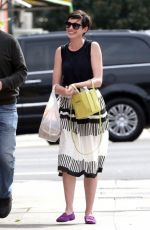 ANNE HATHAWAY out for Lunch at Cheebo in Los Angeles