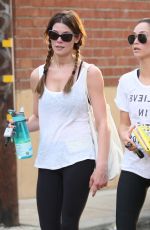 ASHLEY GREENE and CARA SANTANA Leaves a Gym in Studio City