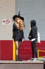 BELLA THORNE in Witch Costume at the Set of a Movie in Los Angeles