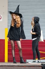BELLA THORNE in Witch Costume at the Set of a Movie in Los Angeles