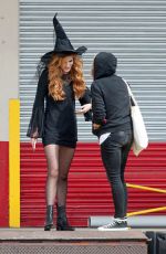 BELLA THORNE in Witch Costume at the Set of a Movie in Los Angeles
