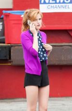 BELLA THORNE on the Set of a Movie in Los Angeles