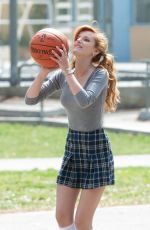 BELLA THORNE Playing Basketball on the Set of Mostly Ghostly 2 in Los Angeles
