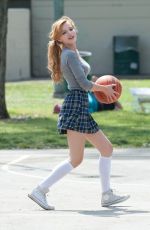 BELLA THORNE Playing Basketball on the Set of Mostly Ghostly 2 in Los Angeles