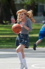 BELLA THORNE Playing Basketball on the Set of Mostly Ghostly 2 in Los Angeles